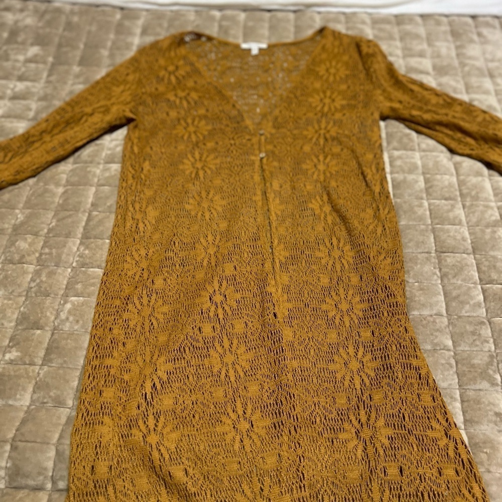 Maurices Mustard Yellow Lace Sweater